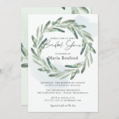 Elegantes Olive Sprig Branch Wreath Brautparty Einladung (Vorne/Hinten)