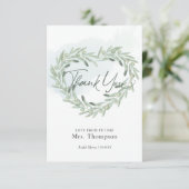 Elegantes Olive Sprig Herzkloster Brautparty Dankeskarte (Stehend Vorderseite)
