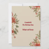 Elegantes Oliven-Elfenbein Poinsettia Weihnachtsfe Einladung (Rückseite)