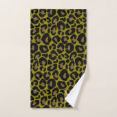 Elegantes Oliven Grün Leopard Monogramm Badhandtuch Set (Handtuch)