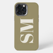 Elegantes Oliven Grün Monogramm Anfangsbuchstabe iPhone Hülle (Rückseite)