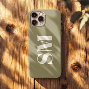 Elegantes Oliven Grün Monogramm Anfangsbuchstabe  iPhone 13 Pro Max Hülle