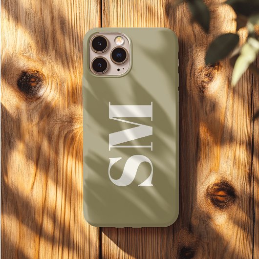Elegantes Oliven Grün Monogramm Anfangsbuchstabe iPhone Hülle