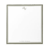Elegantes Oliven Grün Monogramm Zwei Rahmen Notizblock (Vorderseite)