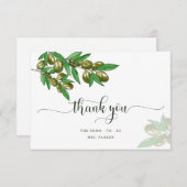 Elegantes Olivenbaum Dankeschön Karte (Vorne/Hinten)