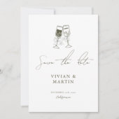Elegantes Olivenholz Grün Save the Date Einladung (Vorderseite)