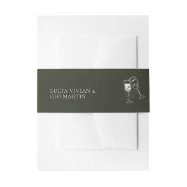 Elegantes Olivenholz Grüne Hochzeit Einladungsbanderole