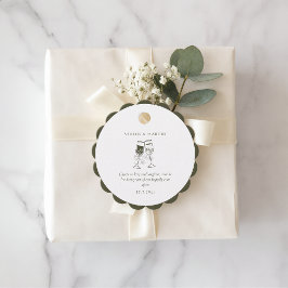 Elegantes Olivenholz Grüne Hochzeit Geschenkanhänger
