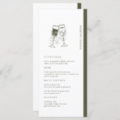 Elegantes Olivenholz Grüne Hochzeit Menükarte (Vorne/Hinten)