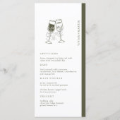 Elegantes Olivenholz Grüne Hochzeit Menükarte (Vorderseite)