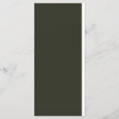 Elegantes Olivenholz Grüne Hochzeit Menükarte (Rückseite)