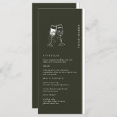 Elegantes Olivenholz Grüne Hochzeit Menükarte (Vorne/Hinten)