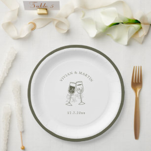 Elegantes Olivenholz Grüne Hochzeit Pappteller