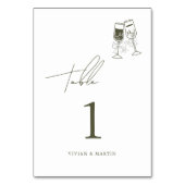 Elegantes Olivenholz Grüne Hochzeit Tischnummer (Rückseite)