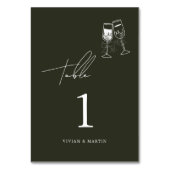 Elegantes Olivenholz Grüne Hochzeit Tischnummer (Rückseite)