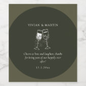 Elegantes Olivenholz Grüne Hochzeit Weinetikett (Einzelnes Label)