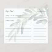 Elegantes Olivenöl Brautparty Rezept Karte (Rückseite)