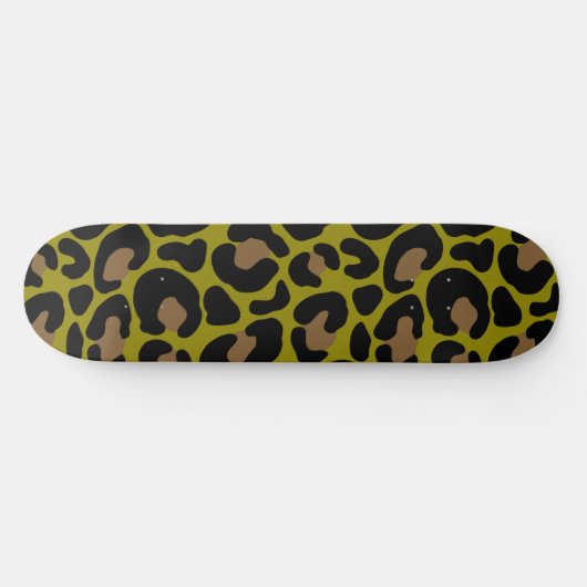Elegantes Olivgrün und schwarzer Leopardenprint  Skateboard (Horizontal)