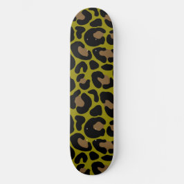 Elegantes Olivgrün und schwarzer Leopardenprint  Skateboard
