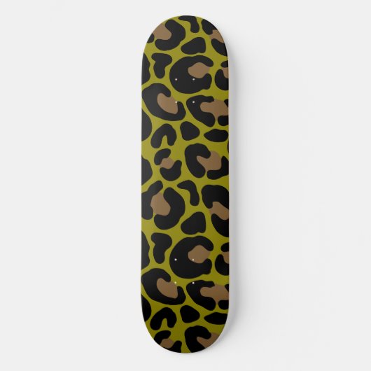 Elegantes Olivgrün und schwarzer Leopardenprint  Skateboard (Vorderseite)