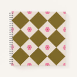 Elegantes olivgrünes und cremefarbenes geometrisch notizblock