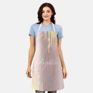 Elegantes Ombre-Glitter-Tropf-Monogramm Schürze