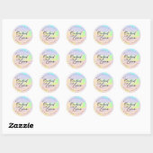 Elegantes Opal-Regenbogen-Script, mit Liebe geback Runder Aufkleber (Blatt)