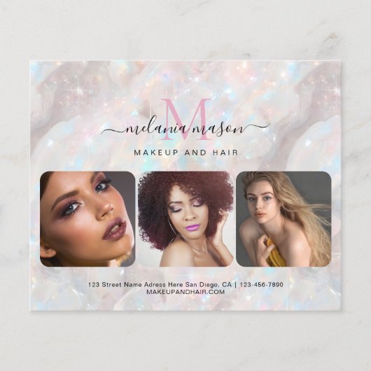 Elegantes Opal Stone Makeup Artist Foto Flyer (Vorne)