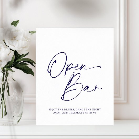 Elegantes "Open Bar" Paper Poster mit Kalligrafie