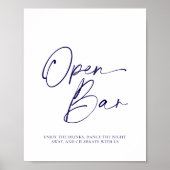 Elegantes "Open Bar" Paper Poster mit Kalligrafie (Vorne)