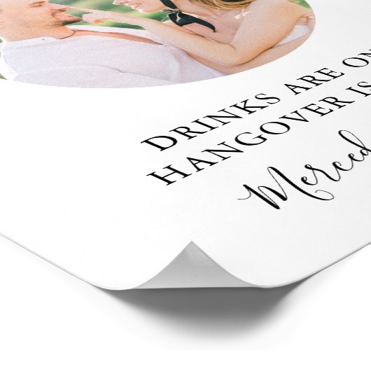 Elegantes Open Bar Personalisiert Foto Hochzeit Poster (Ecke)