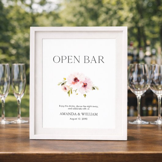 Elegantes Open Bar Sign Poster