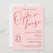 Elegantes Open House für Rosa und Rote Schrift Einladung (Vorderseite)