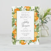 Elegantes Orange Blossom Foliage Brautparty Einladung (Stehend Vorderseite)