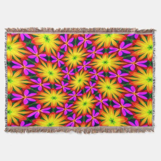 Elegantes Orange Blume Muster Decke (Vorderseite)