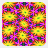Elegantes Orange Blume Muster Quadratischer Aufkleber (Vorderseite)