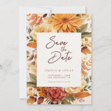 Elegantes Orange-Blume-Rahmen Hochzeitsszitat-Foto