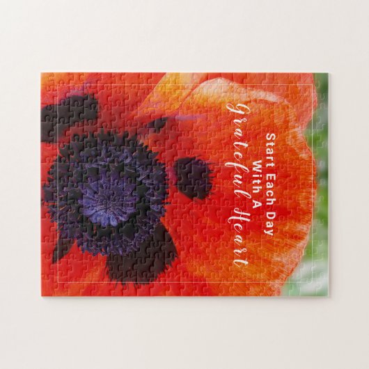 Elegantes Orange Blume Zitat Poppy Puzzle (Horizontal)