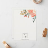 Elegantes Orange Blush Green Ambrosia Floral Logo Mitteilungskarte (Vorderseite/Rückseite Beispiel)