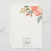 Elegantes Orange Blush Green Ambrosia Floral Logo Mitteilungskarte (Vorne/Hinten)