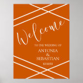 Elegantes Orange Burnt Stripes Begrüßung 18x24 Pos Poster (Vorne)