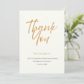 Elegantes Orange & Creme minimaler Typescript Grad Dankeskarte (Stehend Vorderseite)