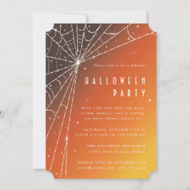 Elegantes Orange Diamond Spider Web Halloween-Part Einladung
