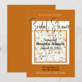 Elegantes Orange Field Blume Blumenmuster Brautpar Einladung (Vorne/Hinten)