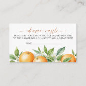 Elegantes Orange Floral Diaper Raffle Begleitkarte (Vorderseite)
