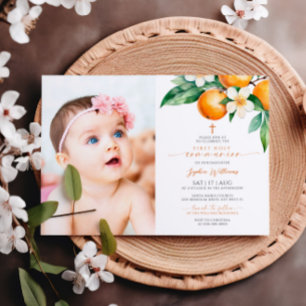 Elegantes Orange Foto Erste Heilige Kommune Einladung