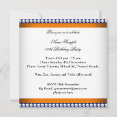 Elegantes Orange Navy Blue Damask Pearl Party 2 Einladung (Rückseite)