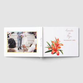 Elegantes Orange Oleander Floral Wedding Foto Gästebuch