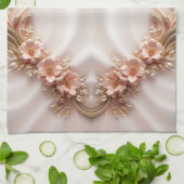 Elegantes Orange Peach Floral Kitchen Handtuch (Gefaltet)