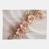 Elegantes Orange Peach Floral Kitchen Handtuch (Horizontal)